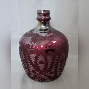 Large Etched Mercury Glass Jug Vase India